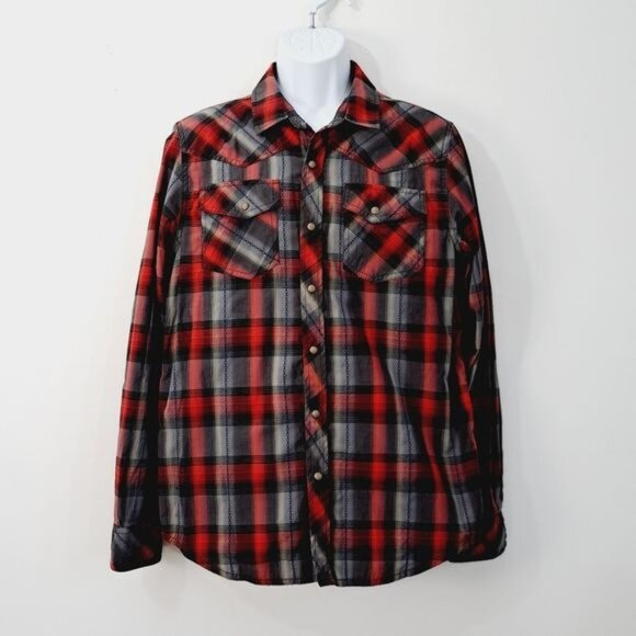 PrAna Midas Holstad Plaid‎ Organic Cotton  Pearl Snap Size Med - Picture 7 of 7